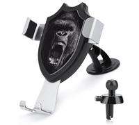 Jubonexis Gorilla Roaring Black And White Car Phone Holder Mount Triangle Clip Base Air Vent Cell Phone Car Mount Automotive Accessories for 4-6 Inches Cell Smartphones