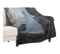 Jubonexis Gothic Black Crow Broken Stone Window Anti Pilling Throw Blankets Cozy Durable Blanket for Bedroom Living Rooms Couch Sofa Bed 50"x60"
