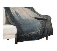 Jubonexis Gothic Black Crow Ruined Building Anti Pilling Throw Blankets Cozy Durable Blanket for Bedroom Living Rooms Couch Sofa Bed 50"x60"
