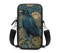 Jubonexis Gothic Crow Flowers And Plants Dark Academia Crossbody Mobile Phone Bag Smartphone Bag With Adjustable Strap