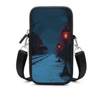 Jubonexis Gothic Lanterns Along The Snowy Path Crossbody Mobile Phone Bag Smartphone Bag With Adjustable Strap