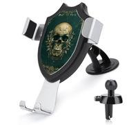 Jubonexis Gothic Victorian Gold-embossed Human Skull Car Phone Holder Mount Triangle Clip Base Air Vent Cell Phone Car Mount Automotive Accessories for 4-6 Inches Cell Smartphones