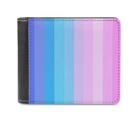 Jubonexis Gradient Light Blue Purple Pink Strips Soft PU Leather Bifold Wallet, Coin Purse Credit Pass Case, Durable Card-Holder Slim Billfold for Men Woman Money Storage