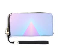 Jubonexis Gradient Light Blue Purple Pink Triangle Angles PU Leather Clutch Long Bifold Wallet, Coin Purse Credit Pass Case, Durable Card-Holder Money Storage for Women Men