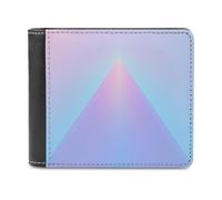 Jubonexis Gradient Light Blue Purple Pink Triangle Angles Soft PU Leather Bifold Wallet, Coin Purse Credit Pass Case, Durable Card-Holder Slim Billfold for Men Woman Money Storage