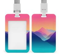 Jubonexis Gradient Retro Colorful Mountain ID Badge Holder Retractable Clip Card Holder Card Protector Name Badge Name Tag for Work Office Doctor Nurse