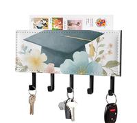 Jubonexis Graduation Cap and Flowers Wall Mount with 5 Hooks Acrylic Key Rack for Home Office Entryway