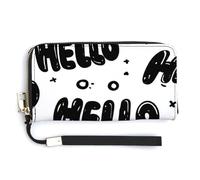 Jubonexis Graffiti Hello Words PU Leather Clutch Long Bifold Wallet, Coin Purse Credit Pass Case, Durable Card-Holder Money Storage for Women Men