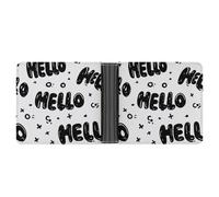 Jubonexis Graffiti Hello Words Soft PU Leather Bifold Wallet, Coin Purse Credit Pass Case, Durable Card-Holder Slim Billfold for Men Woman Money Storage