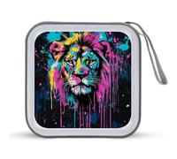 Jubonexis Graffiti Lion CD Case DVD Storage Case Portable for Car Home Travel