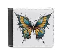Jubonexis Graffiti of A Colorful Butterfly Soft PU Leather Bifold Wallet, Coin Purse Credit Pass Case, Durable Card-Holder Slim Billfold for Men Woman Money Storage