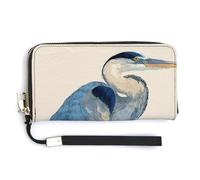 Jubonexis Great Blue Heron PU Leather Clutch Long Bifold Wallet, Coin Purse Credit Pass Case, Durable Card-Holder Money Storage for Women Men