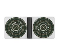 Jubonexis Green Beaded Pattern Mandala Soft PU Leather Bifold Wallet, Coin Purse Credit Pass Case, Durable Card-Holder Slim Billfold for Men Woman Money Storage