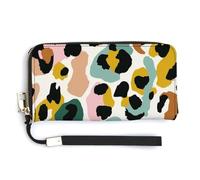 Jubonexis Green Black Leopard Print Abstract PU Leather Clutch Long Bifold Wallet, Coin Purse Credit Pass Case, Durable Card-Holder Money Storage for Women Men