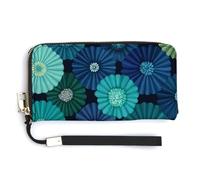 Jubonexis Green Blue Circular Shapes PU Leather Clutch Long Bifold Wallet, Coin Purse Credit Pass Case, Durable Card-Holder Money Storage for Women Men