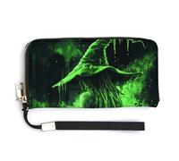 Jubonexis Green Creepy Gooey Droopy Scary Witch PU Leather Clutch Long Bifold Wallet, Coin Purse Credit Pass Case, Durable Card-Holder Money Storage for Women Men