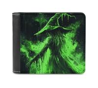 Jubonexis Green Creepy Gooey Droopy Scary Witch Soft PU Leather Bifold Wallet, Coin Purse Credit Pass Case, Durable Card-Holder Slim Billfold for Men Woman Money Storage