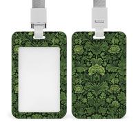 Jubonexis Green Flower Plants Pattern ID Badge Holder Retractable Clip Card Holder Card Protector Name Badge Name Tag for Work Office Doctor Nurse