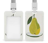 Jubonexis Green Pear on A Plate ID Badge Holder Retractable Clip Card Holder Card Protector Name Badge Name Tag for Work Office Doctor Nurse