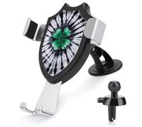 Jubonexis Green Shamrock on Tie-dye Black White Lines Car Phone Holder Mount Triangle Clip Base Air Vent Cell Phone Car Mount Automotive Accessories for 4-6 Inches Cell Smartphones