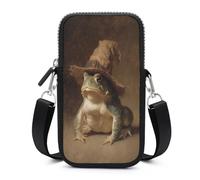 Jubonexis Green Toad Wearing A Witch Hat Halloween Crossbody Mobile Phone Bag Smartphone Bag With Adjustable Strap