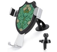Jubonexis Green White Flower Floral Pattern Car Phone Holder Mount Triangle Clip Base Air Vent Cell Phone Car Mount Automotive Accessories for 4-6 Inches Cell Smartphones