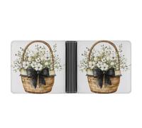 Jubonexis Greenery and White Flowers in The Basket Soft PU Leather Bifold Wallet, Coin Purse Credit Pass Case, Durable Card-Holder Slim Billfold for Men Woman Money Storage