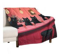 Jubonexis Group of Black Cats Sitting in A Bar Anti Pilling Throw Blankets Cozy Durable Blanket for Bedroom Living Rooms Couch Sofa Bed 50"x60"