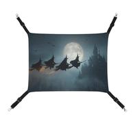 Jubonexis Group of Witches Flying on Brooms Breathable Pet Hammock with Adjustable Straps Reversible Cat Hanging Bed Dog Mats