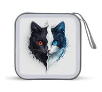 Jubonexis Half Cat Red Blue Eye CD Case DVD Storage Case Portable