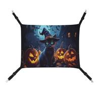 Jubonexis Halloween Black Cat Pumpkins Breathable Pet Hammock with Adjustable Straps Reversible Cat Hanging Bed Dog Mats