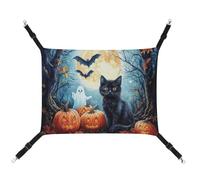 Jubonexis Halloween Black Cat Pumpkins Ghosts Breathable Pet Hammock with Adjustable Straps Reversible Cat Hanging Bed Dog Mats