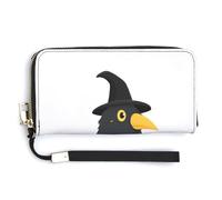 Jubonexis Halloween Crow Minimalistic PU Leather Clutch Long Bifold Wallet, Coin Purse Credit Pass Case, Durable Card-Holder Money Storage for Women Men