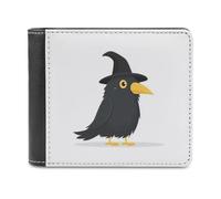 Jubonexis Halloween Crow Minimalistic Soft PU Leather Bifold Wallet, Coin Purse Credit Pass Case, Durable Card-Holder Slim Billfold for Men Woman Money Storage