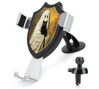 Jubonexis Halloween Ghost Holding Black Cat Church Car Phone Holder Mount Triangle Clip Base Air Vent Cell Phone Car Mount Automotive Accessories for 4-6 Inches Cell Smartphones