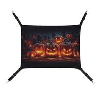 Jubonexis Halloween Glowing Pumpkins Gothic Breathable Pet Hammock with Adjustable Straps Reversible Cat Hanging Bed Dog Mats
