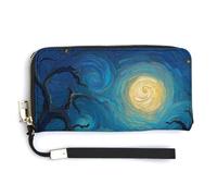 Jubonexis Halloween Night Glowing Pumpkins Haunted Tree PU Leather Clutch Long Bifold Wallet, Coin Purse Credit Pass Case, Durable Card-Holder Money Storage for Women Men