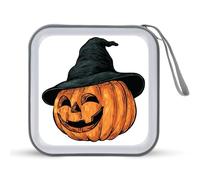 Jubonexis Halloween Pumpkin with Black Hat CD Case DVD Storage Case Portable for Car Home Travel