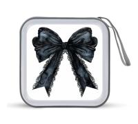 Jubonexis Halloween Ribbon Bow Black Lace CD Case DVD Storage Case Portable for Car Home Travel