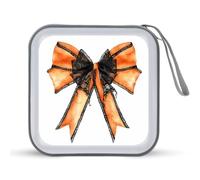 Jubonexis Halloween Ribbon Bow in Pumpkin Orange CD Case DVD Storage Case Portable for Car Home Travel