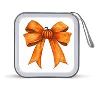 Jubonexis Halloween Ribbon Bow in Pumpkin Orange Velvet CD Case DVD Storage Case Portable for Car Home Travel