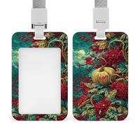 Jubonexis Halloween Scene Pumpkin Swirling Vines Flowers ID Badge Holder Retractable Clip Card Holder Card Protector Name Badge Name Tag for Work Office Doctor Nurse