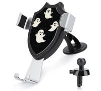 Jubonexis Halloween White Cartoon Ghosts on Black Car Phone Holder Mount Triangle Clip Base Air Vent Cell Phone Car Mount Automotive Accessories for 4-6 Inches Cell Smartphones