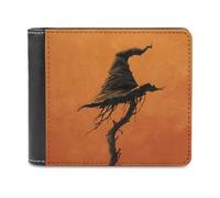 Jubonexis Halloween Witch Hat Soft PU Leather Bifold Wallet, Coin Purse Credit Pass Case, Durable Card-Holder Slim Billfold for Men Woman Money Storage