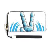 Jubonexis Hand Doing A Peace Gesture Simple PU Leather Clutch Long Bifold Wallet, Coin Purse Credit Pass Case, Durable Card-Holder Money Storage for Women Men