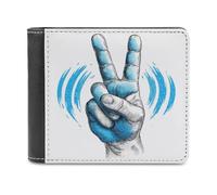 Jubonexis Hand Doing A Peace Gesture Simple Soft PU Leather Bifold Wallet, Coin Purse Credit Pass Case, Durable Card-Holder Slim Billfold for Men Woman Money Storage