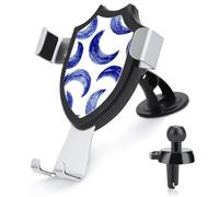 Jubonexis Hand-drawn Blue Crescent Moon Pattern Car Phone Holder Mount Triangle Clip Base Air Vent Cell Phone Car Mount Automotive Accessories for 4-6 Inches Cell Smartphones
