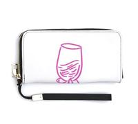 Jubonexis Hand Holding A Wine Glass PU Leather Clutch Long Bifold Wallet, Coin Purse Credit Pass Case, Durable Card-Holder Money Storage for Women Men