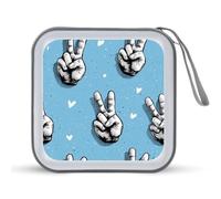 Jubonexis Hands Doing The Peace Symbol CD Case DVD Storage Case Portable for Car Home Travel