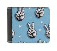 Jubonexis Hands Doing The Peace Symbol Soft PU Leather Bifold Wallet, Coin Purse Credit Pass Case, Durable Card-Holder Slim Billfold for Men Woman Money Storage